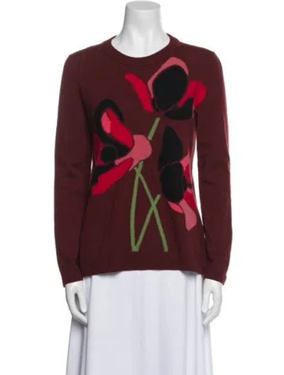 Pre-owned Akris Punto Wool Printed Sweater In Burgundy