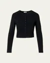 Akris Punto Wool Rib Crop Crewneck Cardigan In Black
