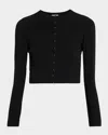Akris Punto Wool Rib Crop Crewneck Cardigan In Black