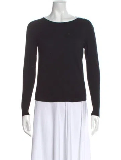 Pre-owned Akris Punto Wool Scoop Neck Sweater In Black