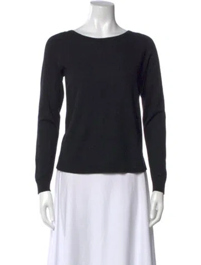 Pre-owned Akris Punto Wool Scoop Neck Sweater In Black