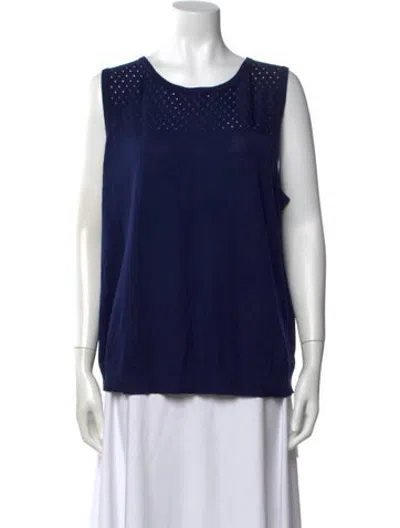 Pre-owned Akris Punto Wool Scoop Neck Sweater In Blue