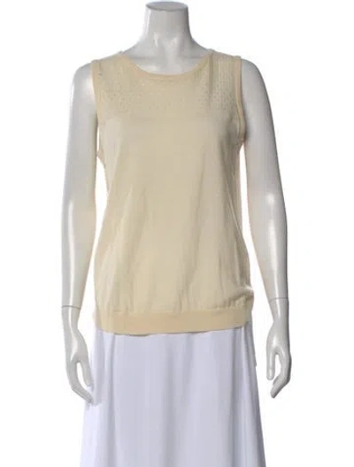 Pre-owned Akris Punto Wool Scoop Neck Sweater In Yellow