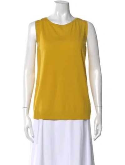 Pre-owned Akris Punto Wool Scoop Neck Sweater In Yellow