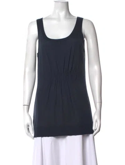 Pre-owned Akris Punto Wool Scoop Neck Top In Blue