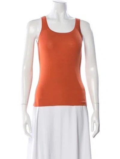 Pre-owned Akris Punto Wool Scoop Neck Top In Orange