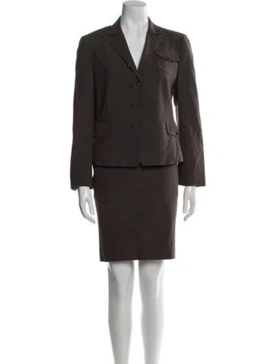 Pre-owned Akris Punto Wool Skirt Set In Brown