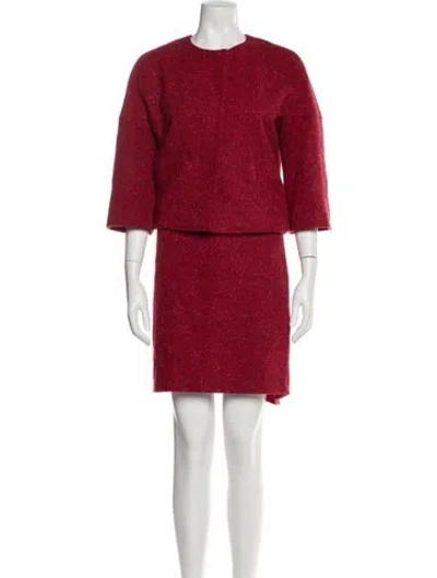 Pre-owned Akris Punto Wool Skirt Set In Red