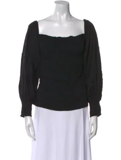 Pre-owned Akris Punto Wool Square Neckline Blouse In Black