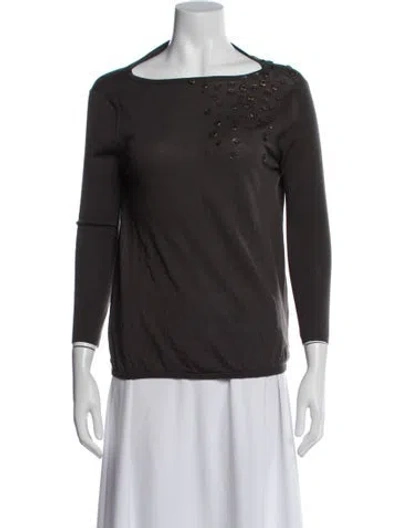 Pre-owned Akris Punto Wool Square Neckline Sweater In Brown