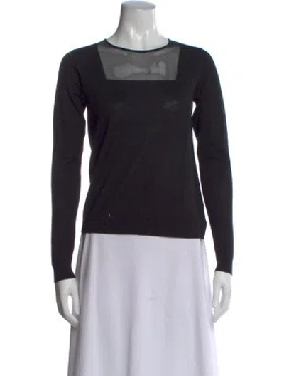 Pre-owned Akris Punto Wool Square Neckline Top In Gray