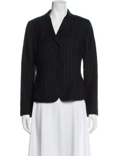 Pre-owned Akris Punto Wool Striped Blazer In Black
