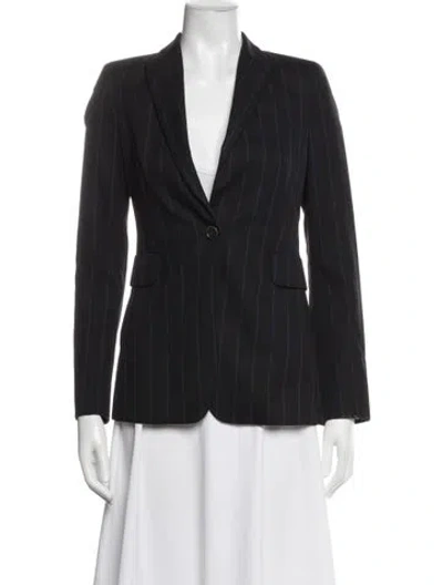 Pre-owned Akris Punto Wool Striped Blazer In Black