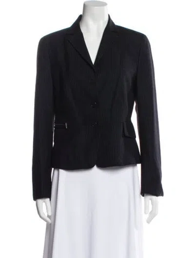 Pre-owned Akris Punto Wool Striped Blazer In Blue
