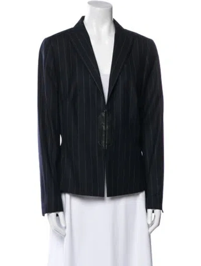 Pre-owned Akris Punto Wool Striped Blazer In Gray