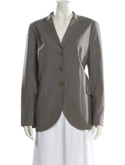Pre-owned Akris Punto Wool Striped Blazer In Gray