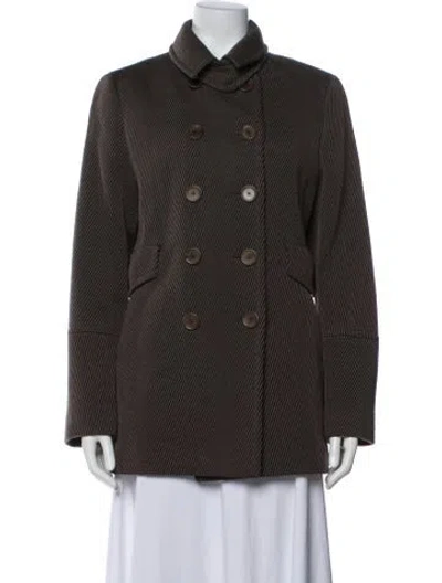 Pre-owned Akris Punto Wool Striped Coat In Brown