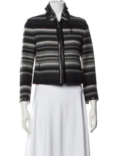 Pre-owned Akris Punto Wool Striped Jacket In Black