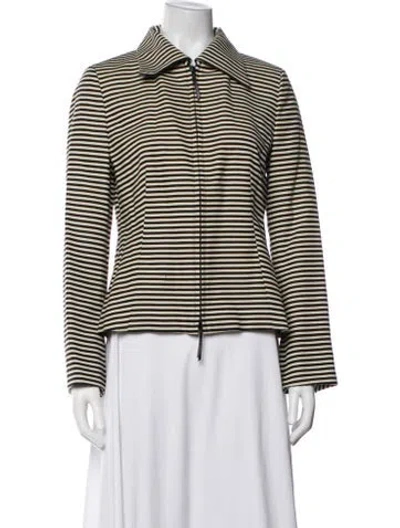 Pre-owned Akris Punto Wool Striped Jacket In Black/neutrals