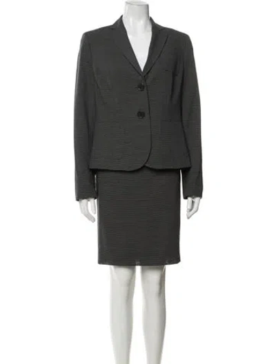 Pre-owned Akris Punto Wool Striped Skirt Suit In Grey