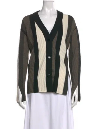Pre-owned Akris Punto Wool Striped Sweater In Black