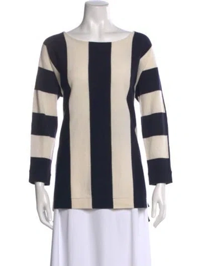 Pre-owned Akris Punto Wool Striped Sweater In Blue
