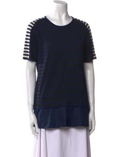 Pre-owned Akris Punto Wool Striped Sweater In Blue