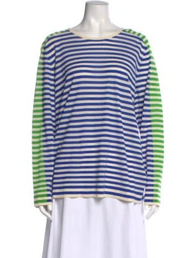 Pre-owned Akris Punto Wool Striped Sweater In Blue