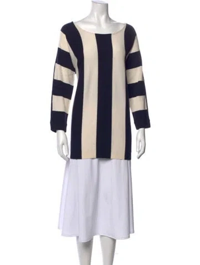 Pre-owned Akris Punto Wool Striped Sweater In Blue