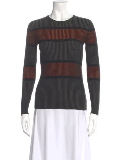 Pre-owned Akris Punto Wool Striped Sweater In Gray