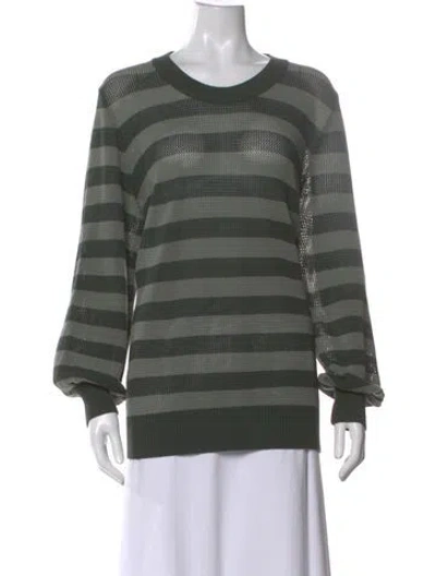 Pre-owned Akris Punto Wool Striped Sweater In Green