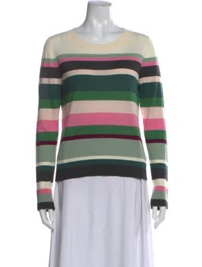 Pre-owned Akris Punto Wool Striped Sweater In Green