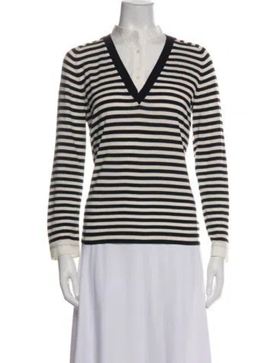 Pre-owned Akris Punto Wool Striped Sweater In Neutral