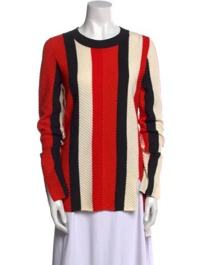Pre-owned Akris Punto Wool Striped Sweater In Orange