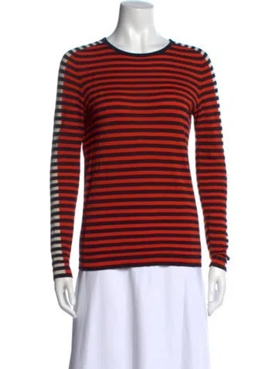 Pre-owned Akris Punto Wool Striped Sweater In Orange