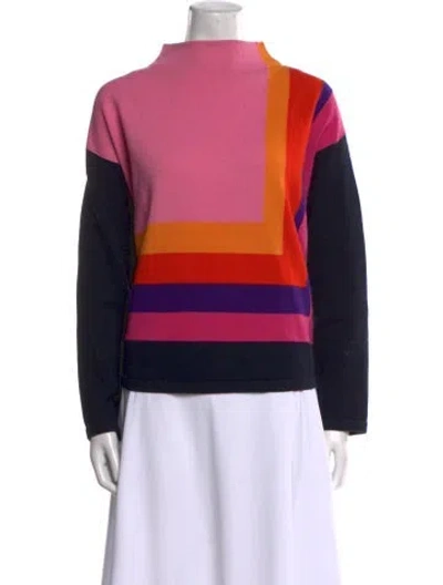 Pre-owned Akris Punto Wool Striped Sweater In Pink
