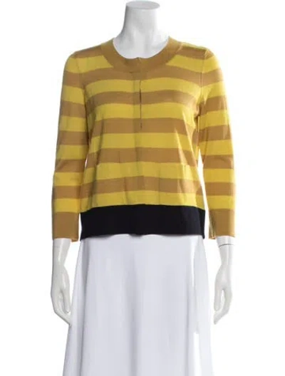 Pre-owned Akris Punto Wool Striped Sweater In Yellow
