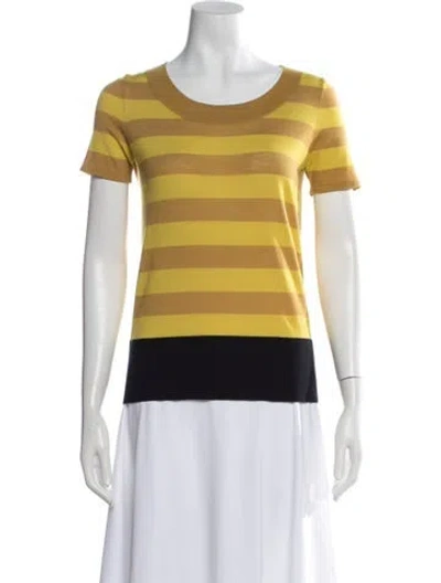 Pre-owned Akris Punto Wool Striped Sweater In Yellow
