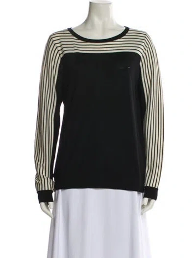 Pre-owned Akris Punto Wool Striped Sweatshirt In Black