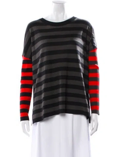 Pre-owned Akris Punto Wool Striped Top In Gray