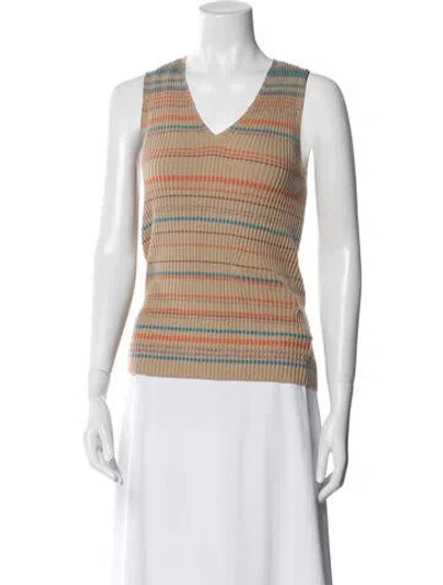 Pre-owned Akris Punto Wool Striped Top In Neutral