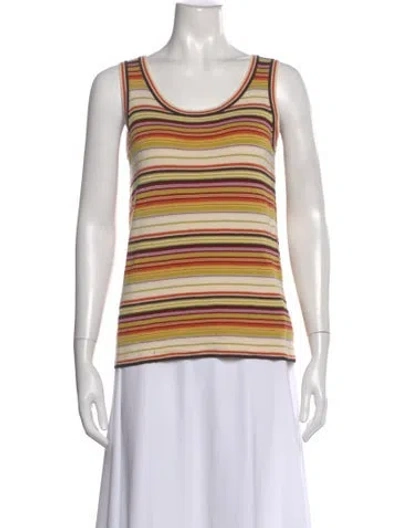 Pre-owned Akris Punto Wool Striped Top In Yellow