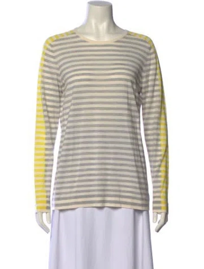 Pre-owned Akris Punto Wool Striped T-shirt W/ Tags In Yellow