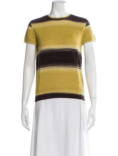 Pre-owned Akris Punto Wool Striped T-shirt In Yellow
