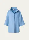 Akris Punto Wool Tricotine Button-front Carcoat In Sky