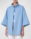 Akris Punto Wool Tricotine Button-front Carcoat In Sky