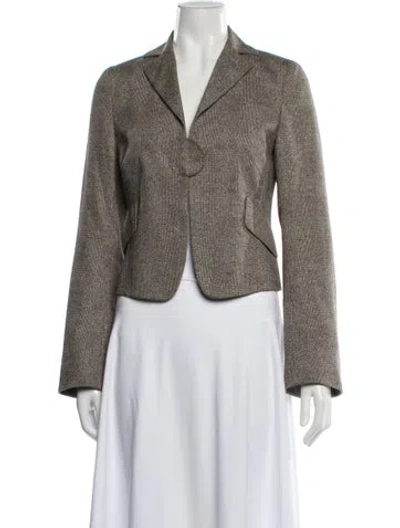 Pre-owned Akris Punto Wool Tweed Pattern Blazer In Brown