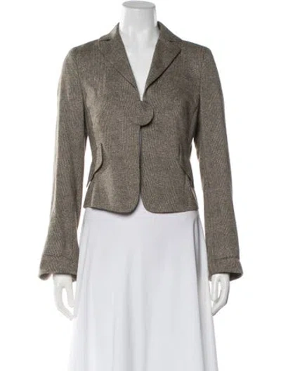 Pre-owned Akris Punto Wool Tweed Pattern Blazer In Brown