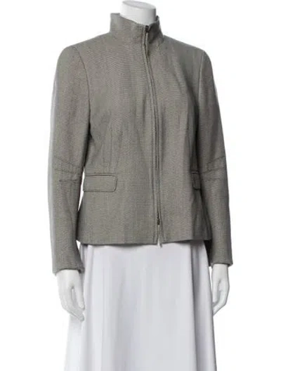 Pre-owned Akris Punto Wool Tweed Pattern Blazer In Gray