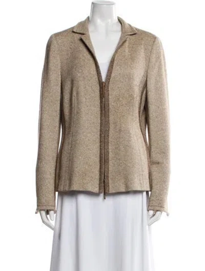 Pre-owned Akris Punto Wool Tweed Pattern Blazer In Neutral